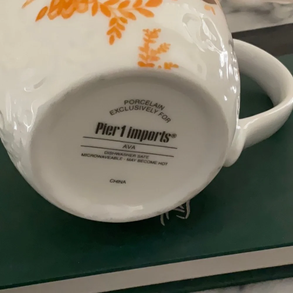 Pier 1 Imports Porcelain Mug, Letter K initial, 12 oz